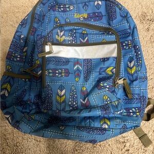 Blue Feather Print Backpack